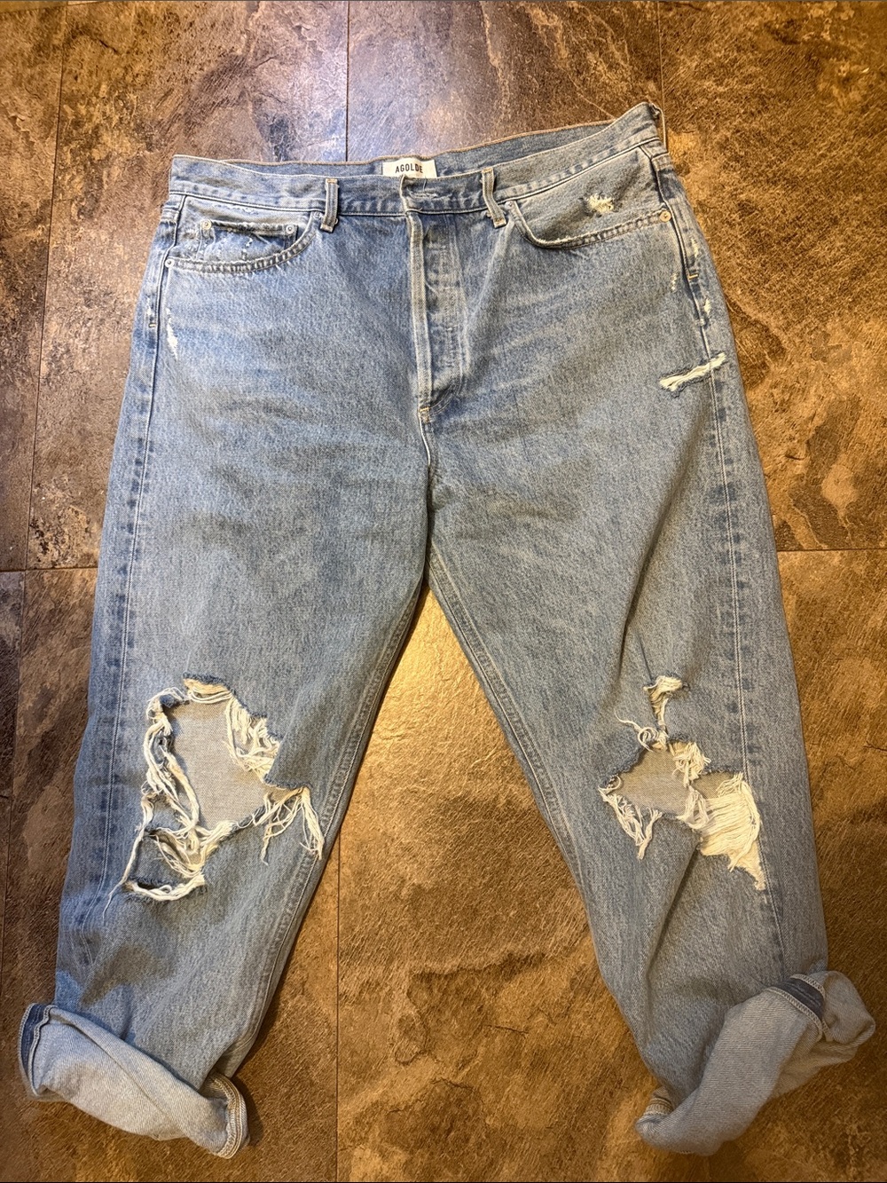 Agolde Light Wash Distressed women’s boyfriend jeans size 33